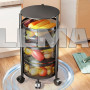 Металлическая полка для кухни Maxxim KS804 Metal Shelf поворотная с колесами 3 ящиков черная
